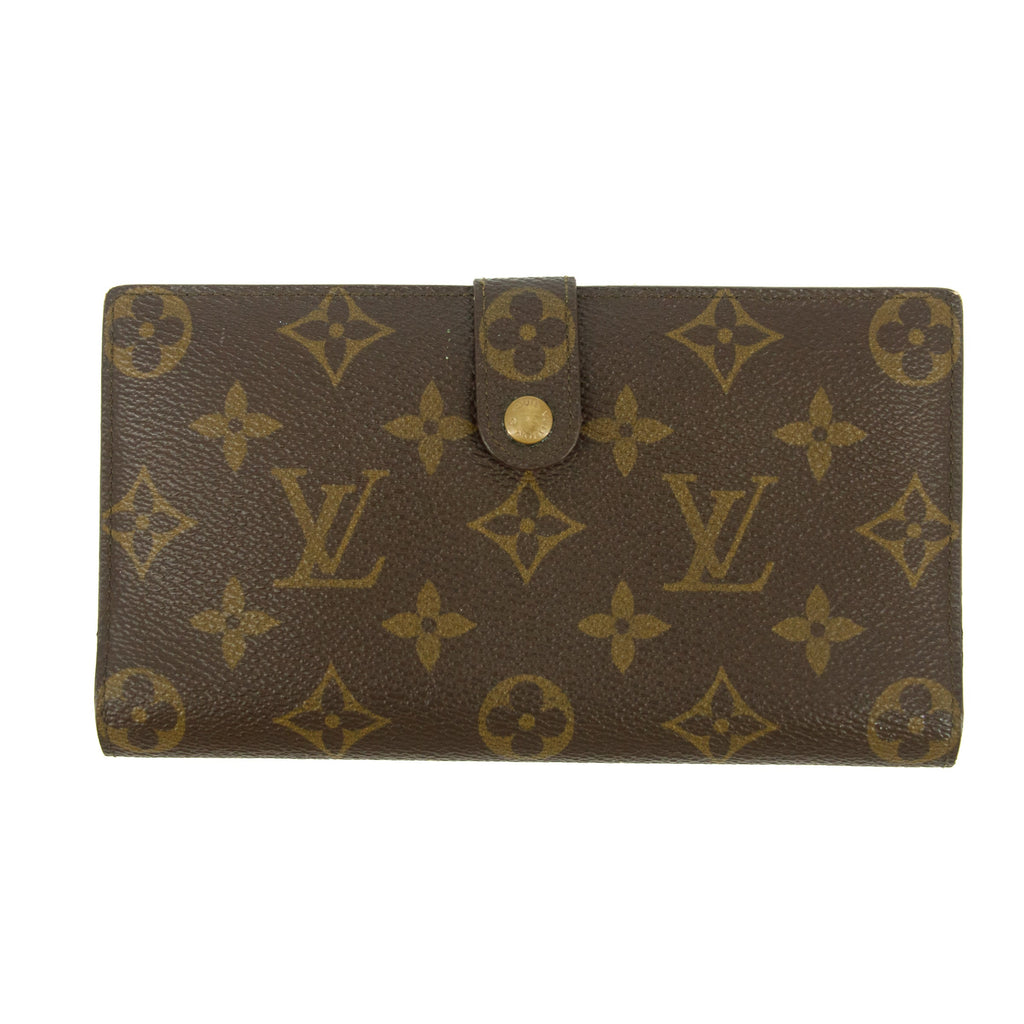Louis Vuittton Monogram Canvas Brown Long Kisslock Wallet #5392