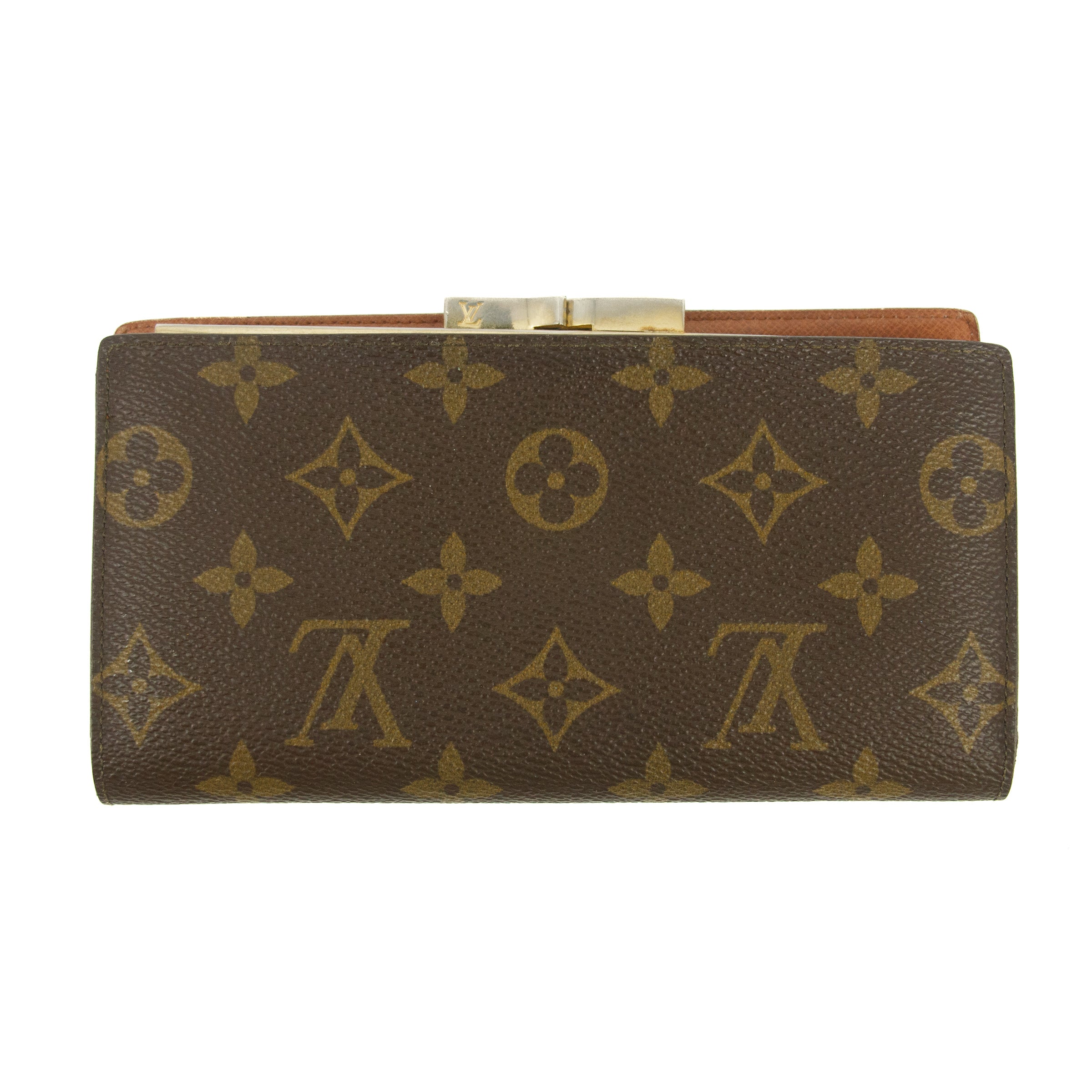 Louis Vuittton Monogram Canvas Brown Long Kisslock Wallet #5392