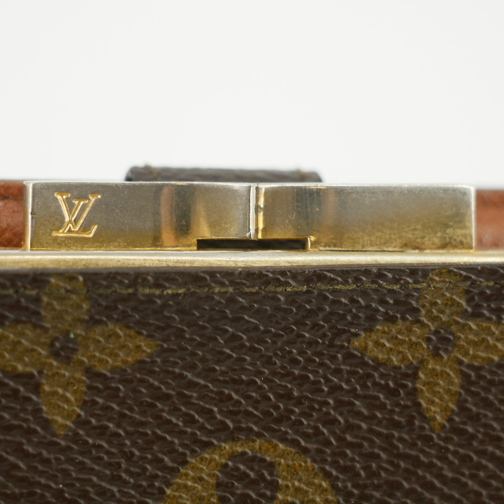 Louis Vuittton Monogram Canvas Brown Long Kisslock Wallet #5392