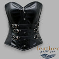 Elegant Handmade Black Leather Corset for Timeless Style