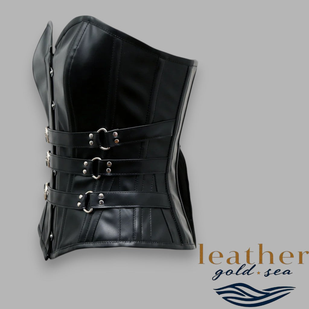 Elegant Handmade Black Leather Corset for Timeless Style