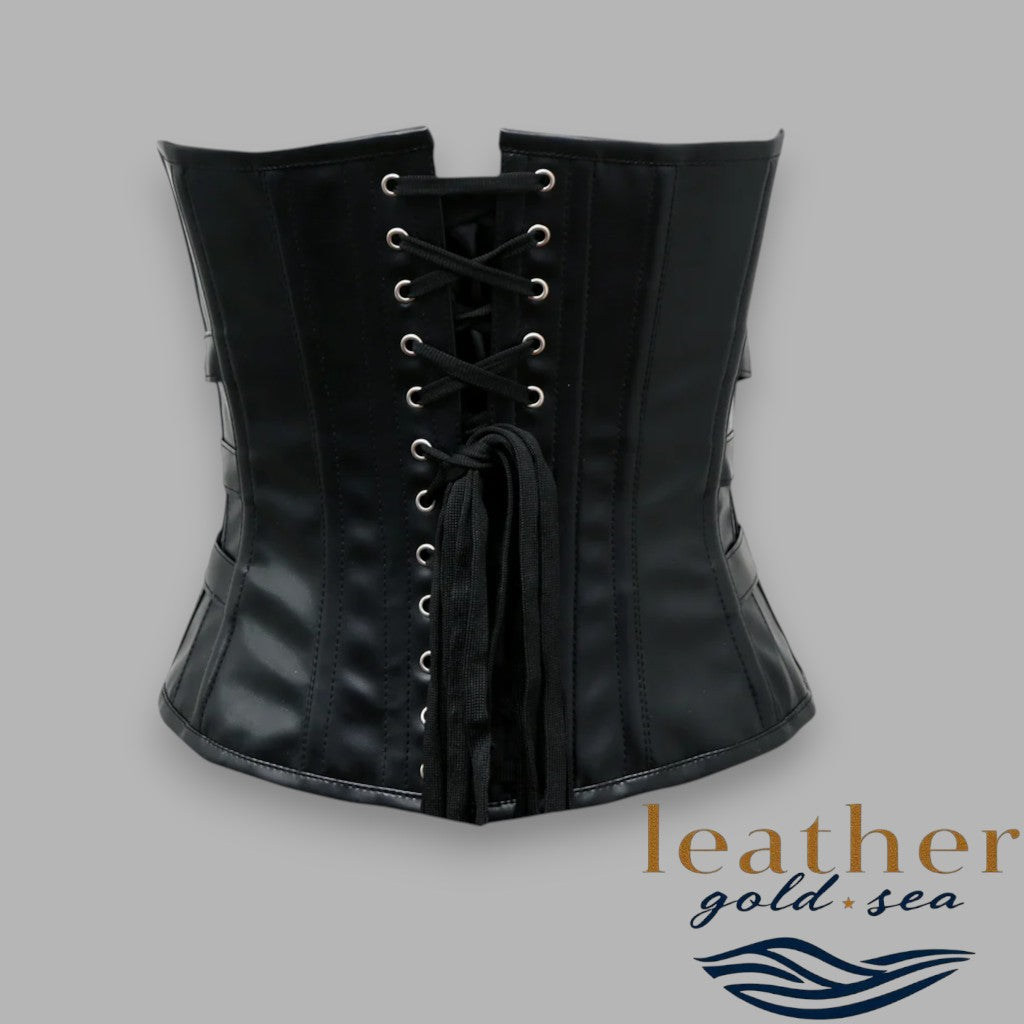 Elegant Handmade Black Leather Corset for Timeless Style