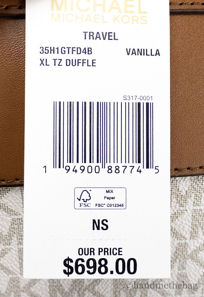 Michael Kors Travel XL Vanilla Duffle Weekender Bag
