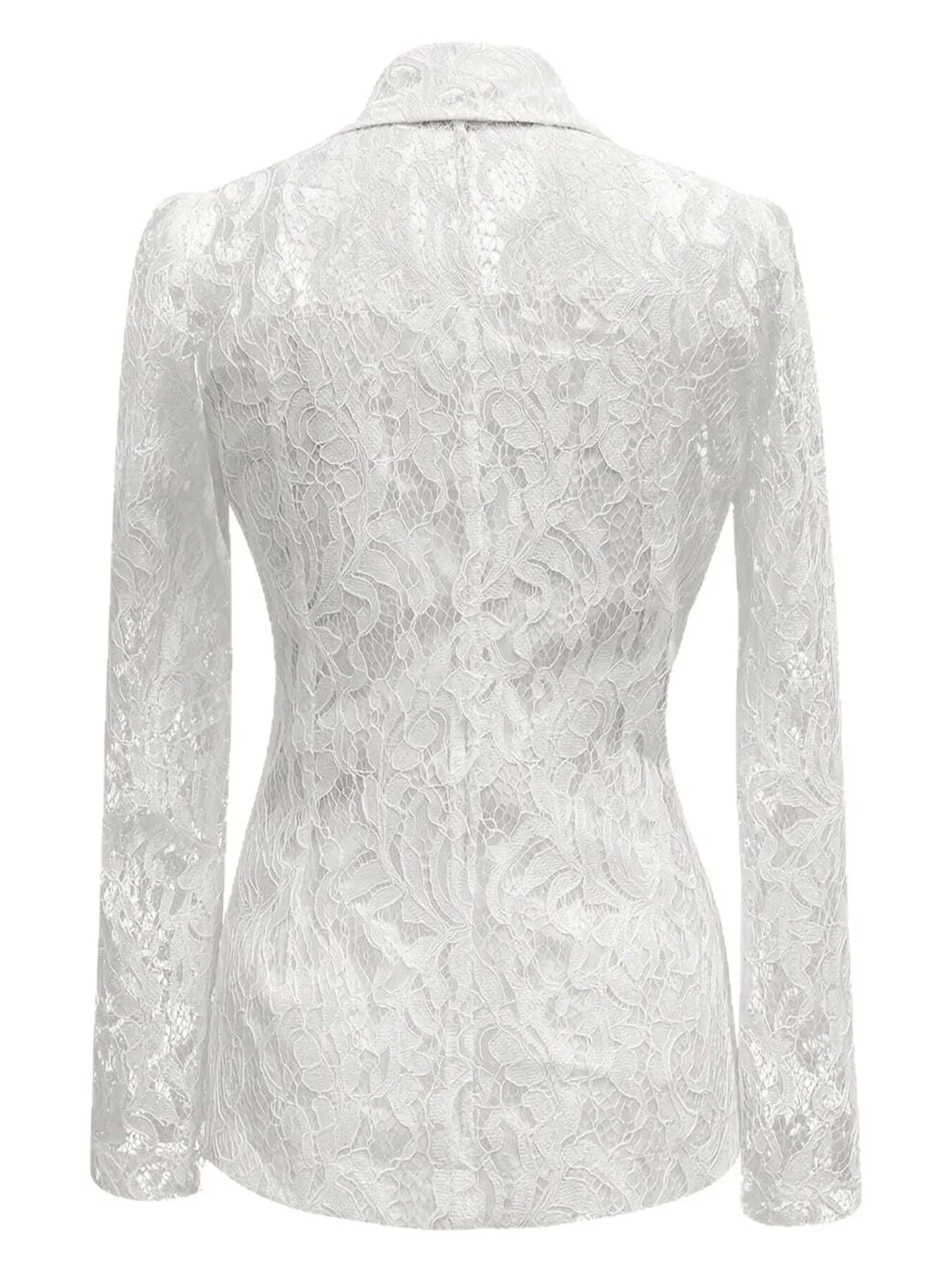 Floral Pattern Lace Single-Breasted Blazer