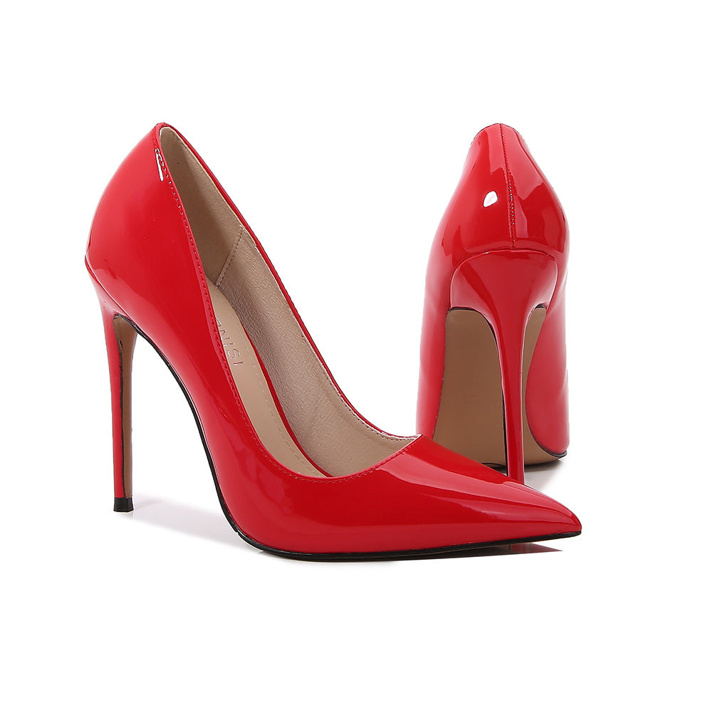 Patent Leather Pointed Stiletto High Heels Women's