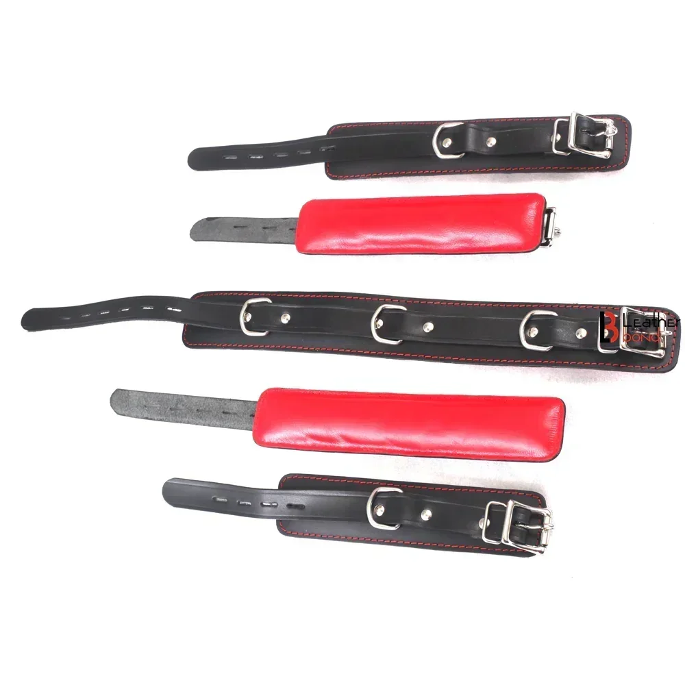 Valentine's Luxury Leather Bondage Kit Wrist, Ankle & Thigh Cuffs, Collar, Flogger, Riding Crop, Blindfold & Leash