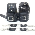 Wrist and Ankle Cuffs Cowhide Leather Restraint Set Black Heavy Duty Professional BDSM Gear Kinky Sensual Hand Cuffs