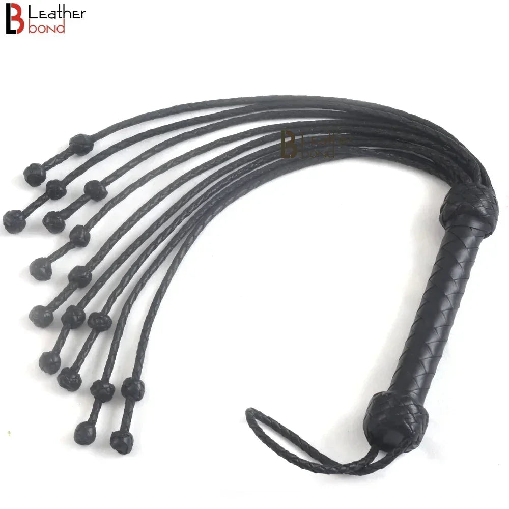 Bad Boy Hard Leather Bondage Kit Wrist, Ankle & Thigh Cuffs, Collar, Paddles, Flogger, Blindfold & Leash | Black