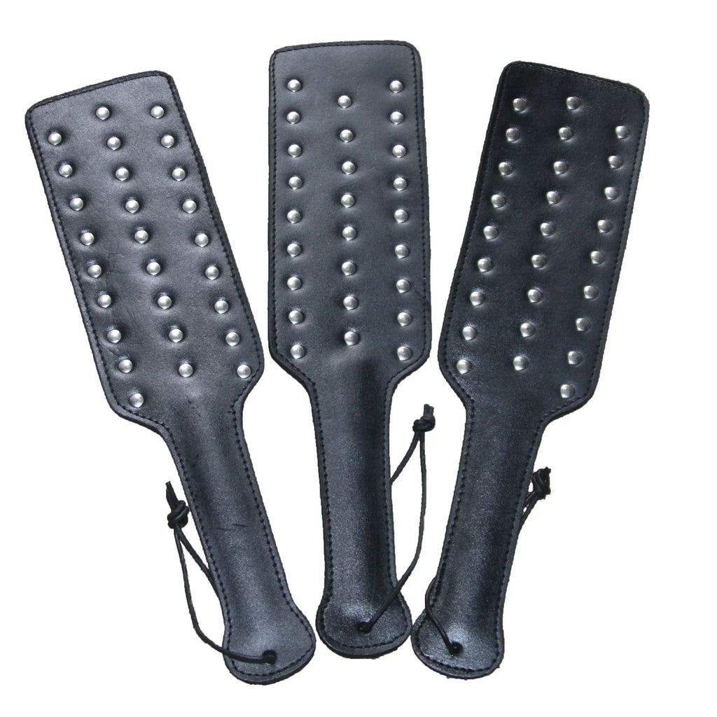 Bad Boy Hard Leather Bondage Kit Wrist, Ankle & Thigh Cuffs, Collar, Paddles, Flogger, Blindfold & Leash | Black