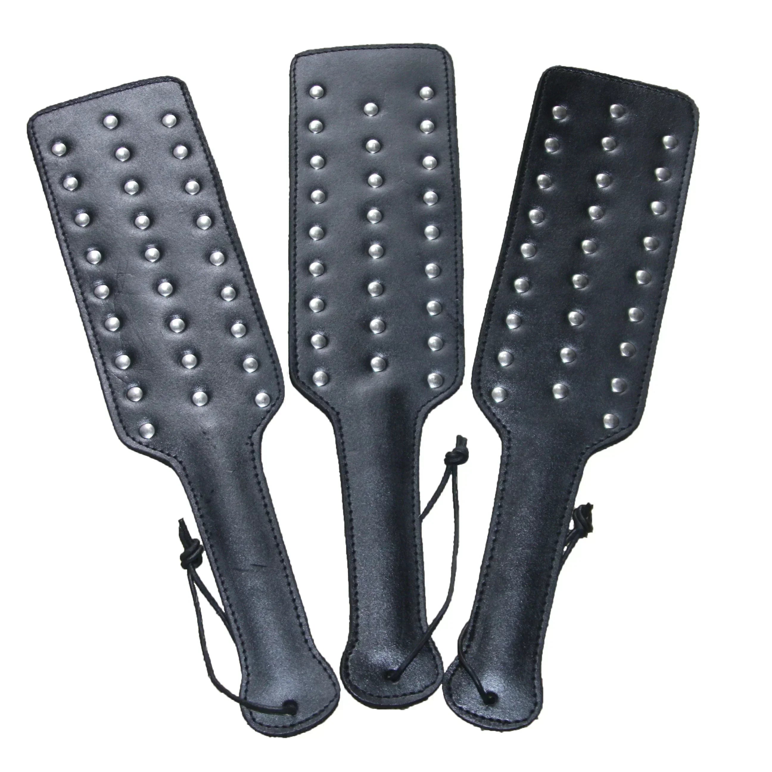 Bad Boy Hard Leather Bondage Kit Wrist, Ankle & Thigh Cuffs, Collar, Paddles, Flogger, Blindfold & Leash | Black