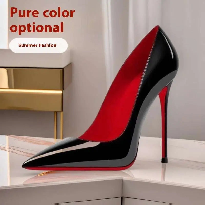 Black Patent Stiletto Pointed Toe High Heels