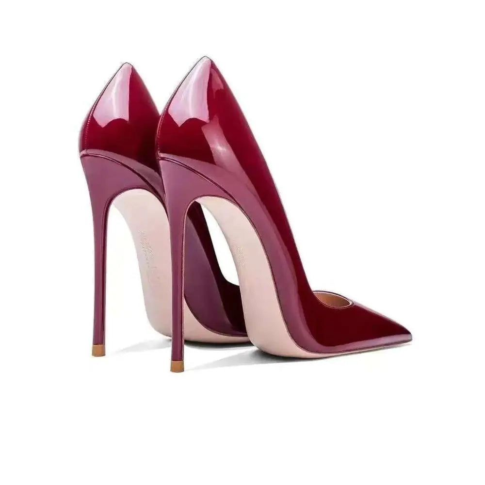 Black Patent Stiletto Pointed Toe High Heels