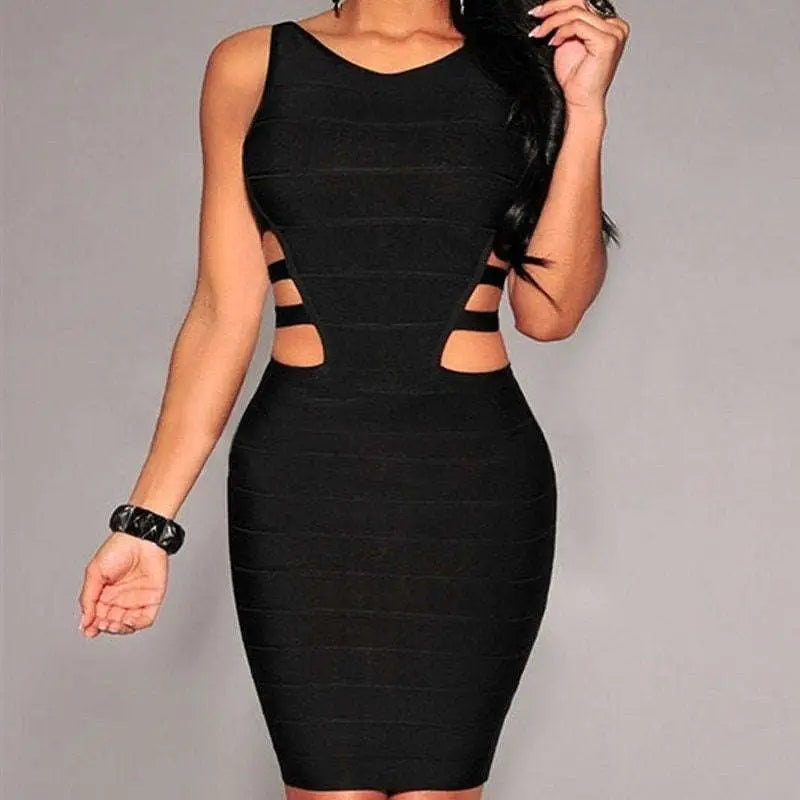 Black Sexy Sleeveless Cut Out Bodycon Dress