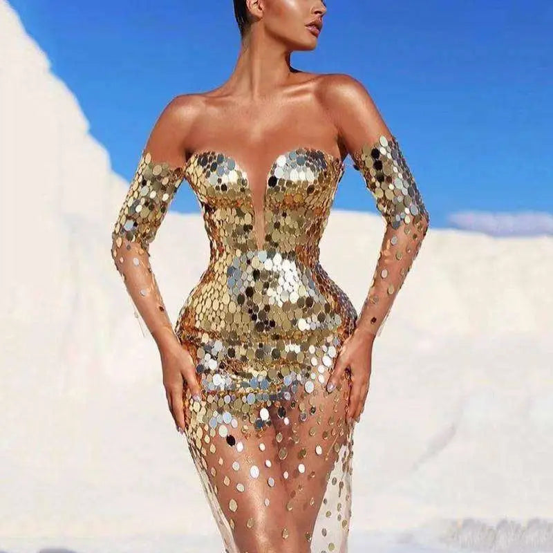 Elegant Fairy Banquet Sequined Bodycon Dress