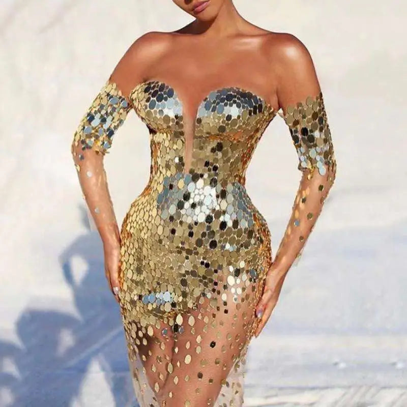 Elegant Fairy Banquet Sequined Bodycon Dress