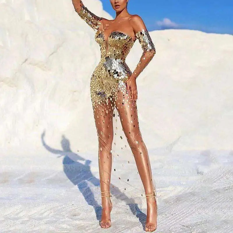 Elegant Fairy Banquet Sequined Bodycon Dress