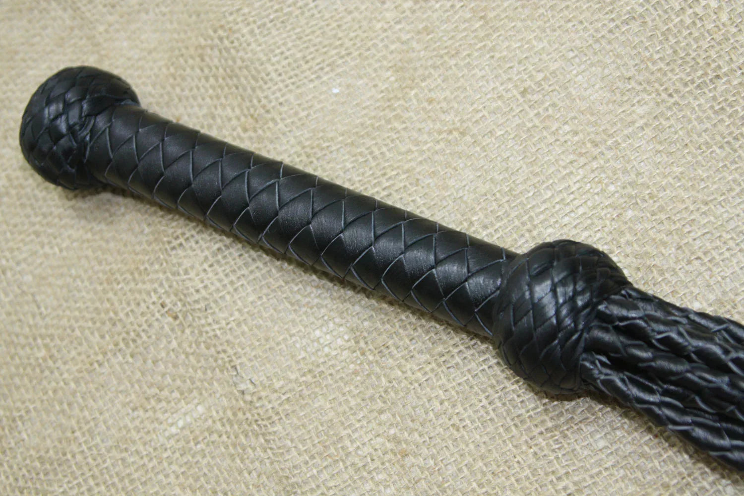 Real Genuine Cowhide Leather Flogger 9 Braided Falls, Heavy Red Roses & Steel Studs Cat-o-Nine-Tails by Leather Bond
