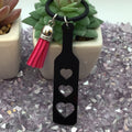 Heart Paddle Keyring, Black Acrylic w/Hot Pink Tassel
