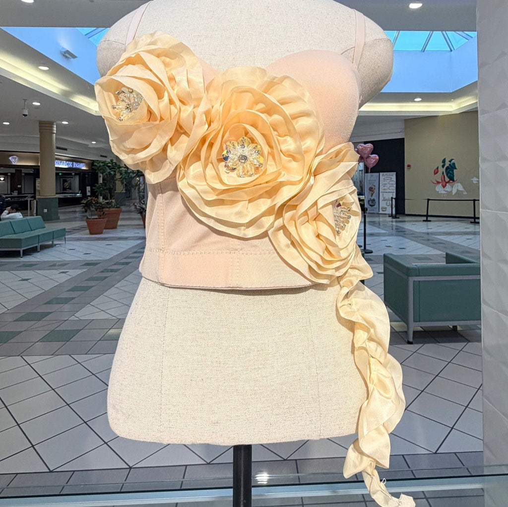 Lumière Bloom Dress – 3D Floral Appliqué Statement Top for Women