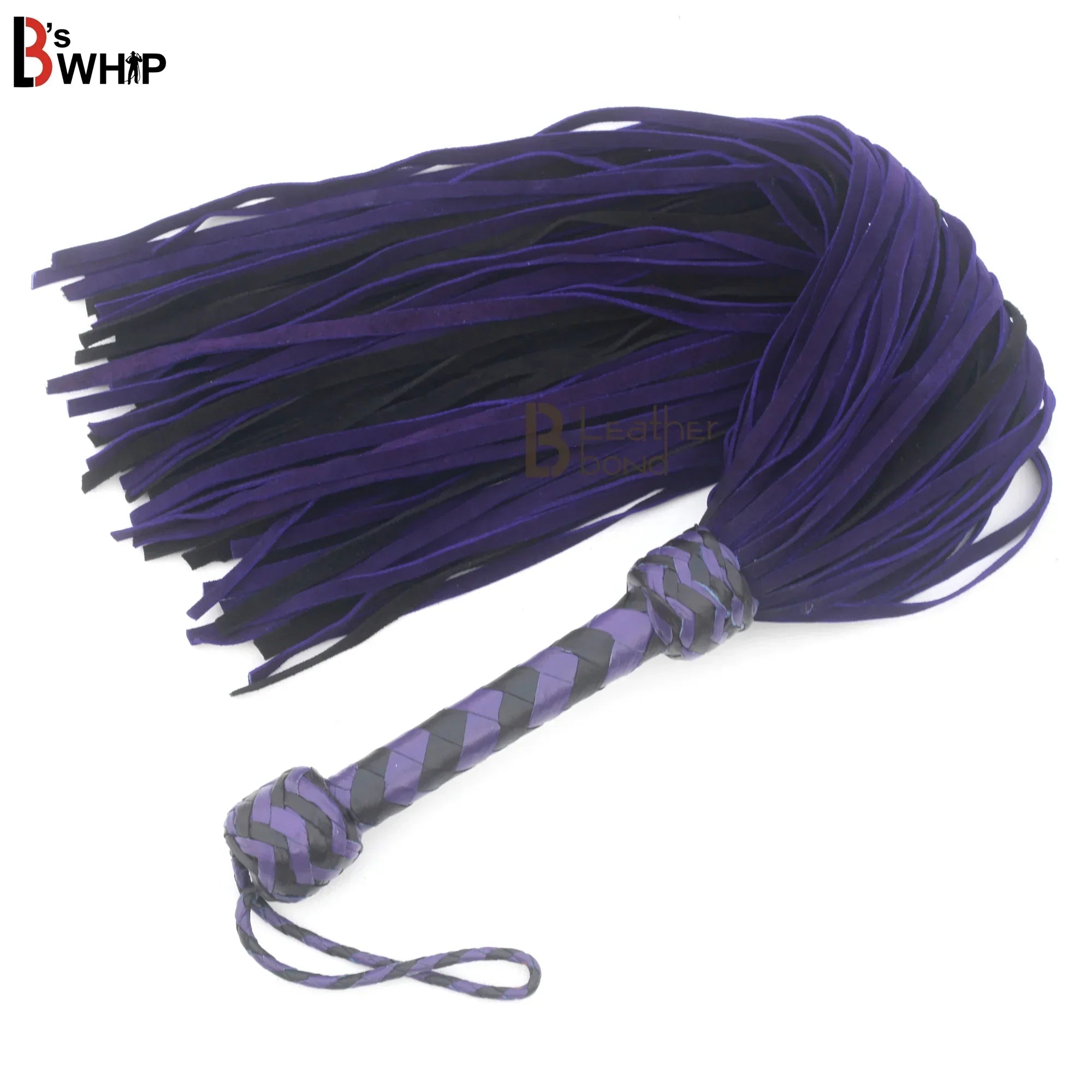 Purple Bondage Set Cowhide Leather Restraint BDSM Set Wrist Ankle thigh Cuffs Collar Set, Paddle, Flogger, Blind Fold & Crop Role Play Set