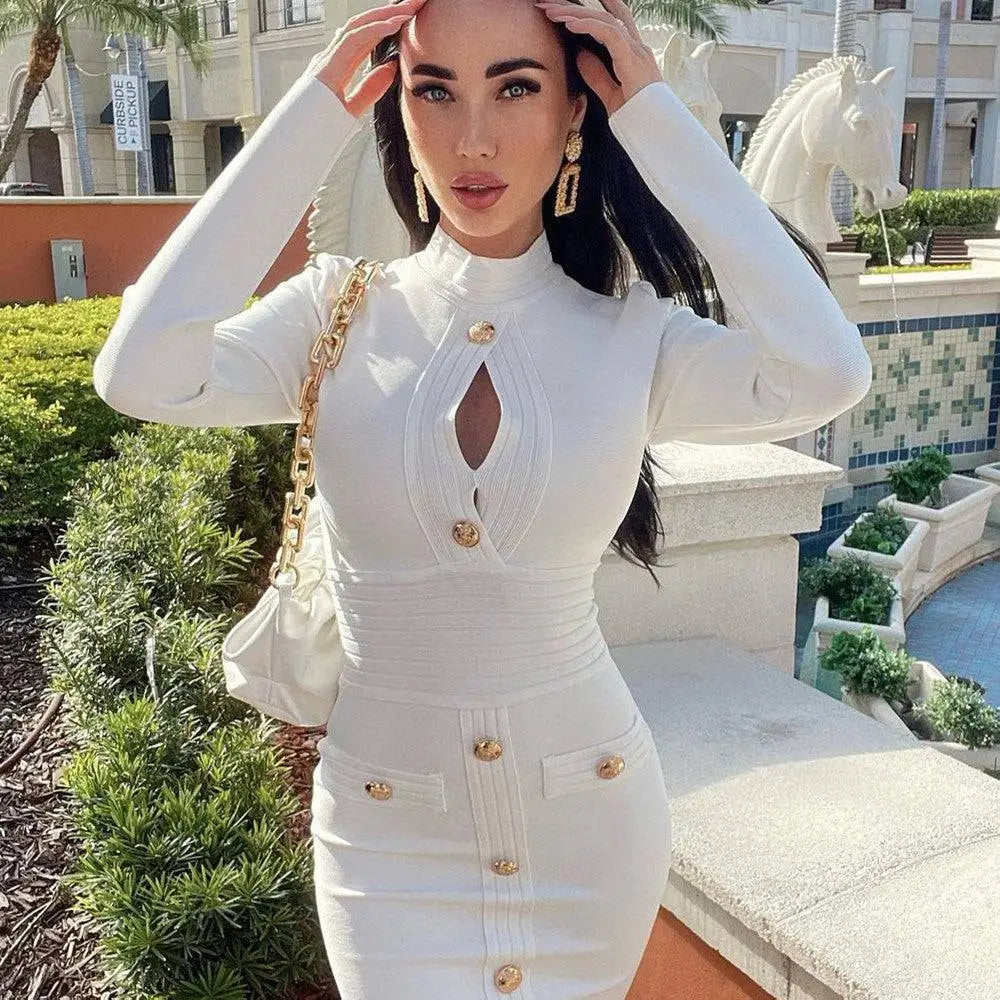 White High Neck Chest Scheming Hip Short Skirt