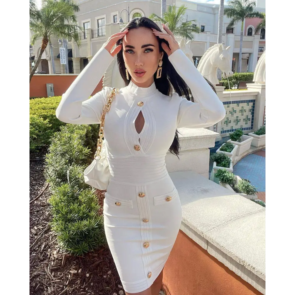 White High Neck Chest Scheming Hip Short Skirt